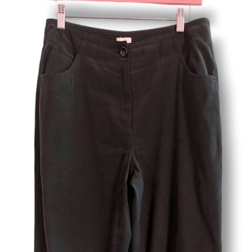 J. Jill Micro Faux Suede Pants 10 Black Lightweight Microsuede Pant - Picture 3 of 7